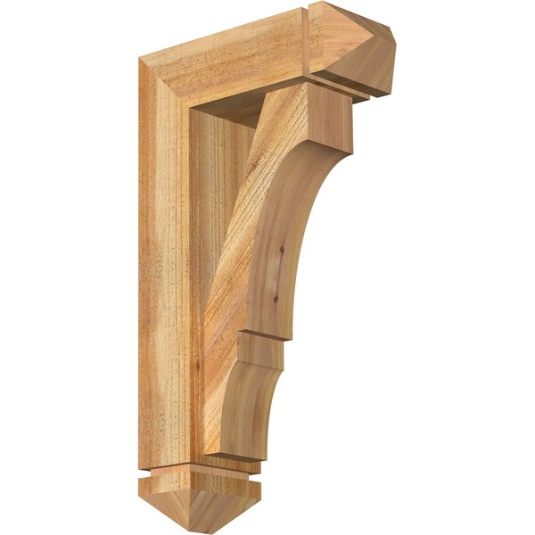 Ekena Millwork Balboa Arts and Crafts Rough Sawn Bracket w/ Offset Brace, Western Red Cedar, 6"W x 16"D x 28"H BKT0604X16X28BOA03RWR - main
